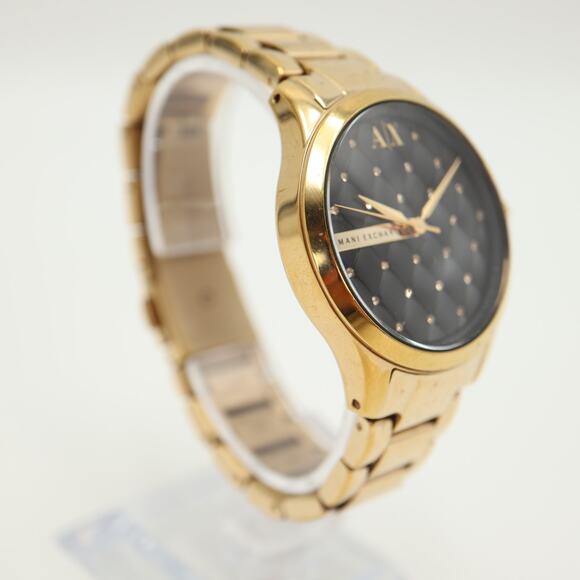 Armani Exchange Womens Black Gold Tone Quilted Dial 36mm Watch  w New Battery - Picture 9 of 12